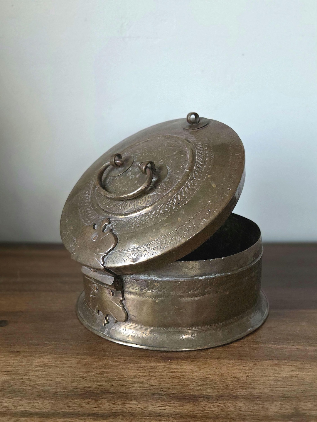 Antique Indian Brass Chapati Box: Hand Tooled Roti Container - Etsy