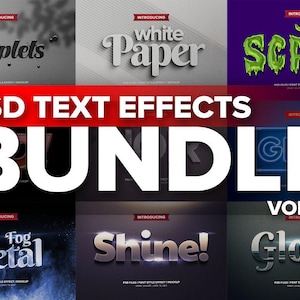 Photoshop 3D Text Effects BUNDLE| Photoshop Effect| Typography| 3d Effect| 3d| Font| Lettering| Font Effect| Text Effect| Texture|