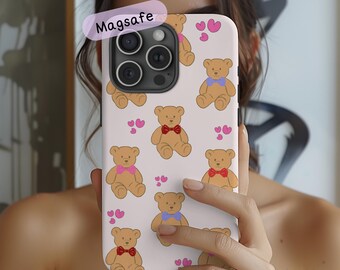 Vintage Teddy Bears Phone Case, Beige Cellphone Cover, iPhone 17 16 15 Pro Max Plus & Galaxy s25 s24 Ultra, Watercolor Plush Brown Bear Case