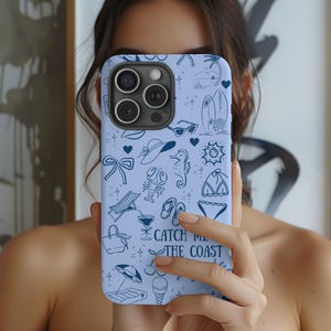 Blue Coastal Phone Case | Beachy Summer Aesthetic | Gift for Beach or Ocean Lovers | iPhone 16 15 14 Pro Max Plus & Samsung S24 S25 Ultra