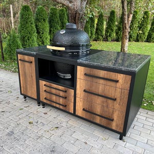 bbq table, outdoor kitchen, table for grill, table for kamado grill, ceramic grill kitchen, kamado, kitchen for outdoor, for kamado joe