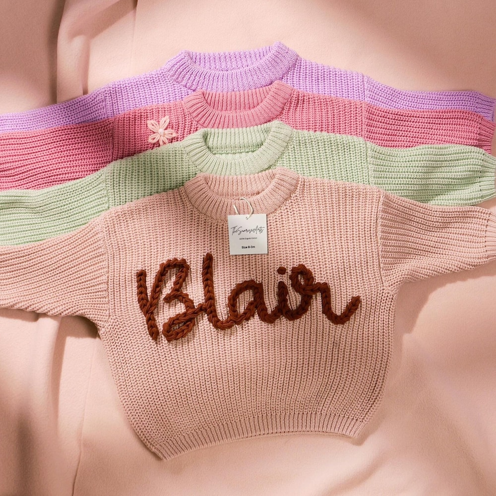 Initial Age Sweater Customized Toddler Sweater With Name,Knit Baby Name Sweater,Coming Home Outfit,Initial Age Sweater,First Birthday Gifts,Baby Shower Gifts Knit Baby Sweater Gifts For Day Peckshirt