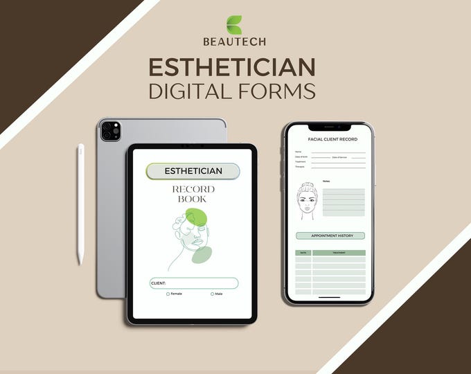 Featured listing image: Esthetician Client Forms Bundle | Fillable Intake, Consultation, Consent & Facial Treatment PDFs for Skincare Professionals
