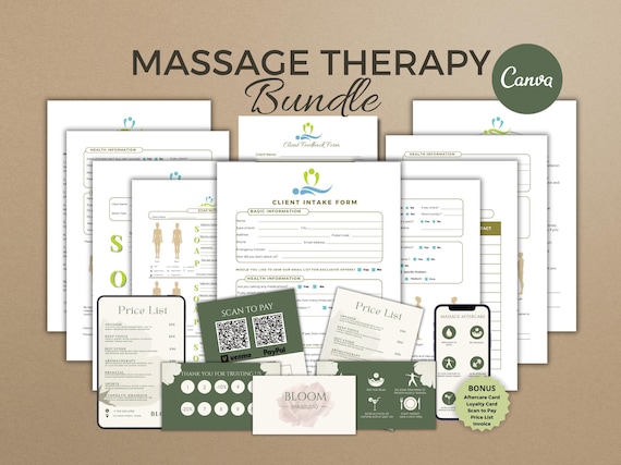 Massage Therapy Forms: Client Intake, SOAP Notes, Anatomy Charts (Digital Download)