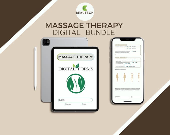 Featured listing image: Massage Therapy Forms Bundle SOAP Notes Client Intake Treatment Record Massage PDF Templates Anatomy Charts for Therapists