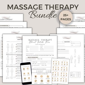 Ensemble de formulaires de massothérapie, Consentement de massage, Notes SOAP, Formulaire de consultation de massage,  Formulaires de spa