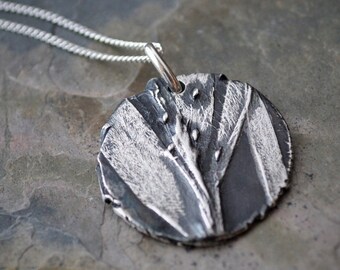 Prairie Grass Necklace, Scribner Diachanthelium, Round Fine Silver Pendant, 16", 18" or 20" Sterling Chain, Artisan Made Botanical Jewelry