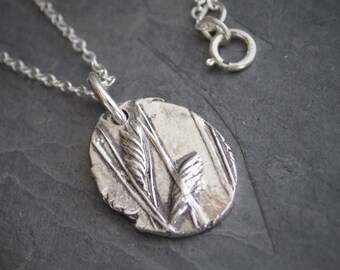 Kansas Prairie Necklace, Buffalo Grass Necklace, Sterling Necklace, Botanical Necklace, Plant Necklace, Nature, Silver Necklace, Flint Hills
