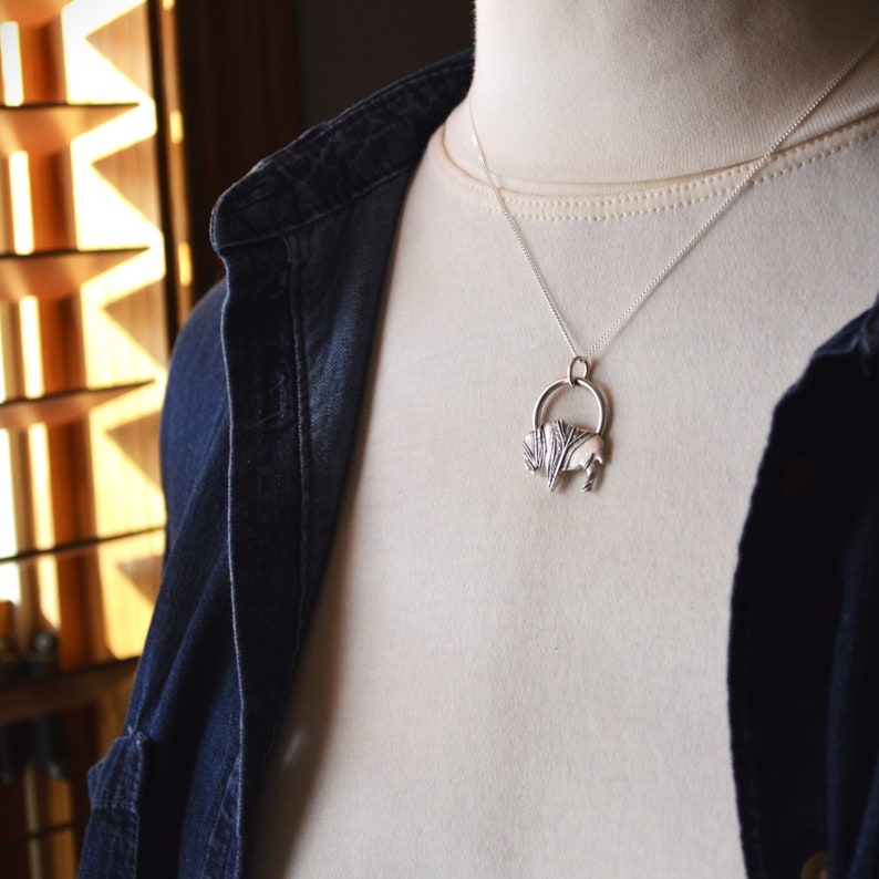 Bison Necklace, Prairie Indiangrass in Fine Silver image 6