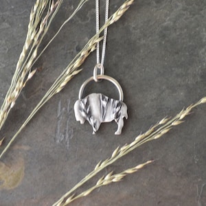 Bison Necklace, Prairie Switchgrass in Silver image 1