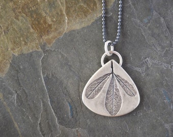 Leaf Silver Necklace, Blue Wild Indigo, Black Chain, Prairie Jewelry, Gift for Prairie Enthusiast