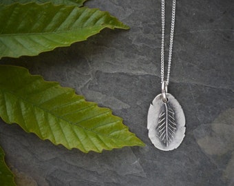 Oak Leaf Jewelry, Chinkapin Oak Fine Silver Pendant Necklace