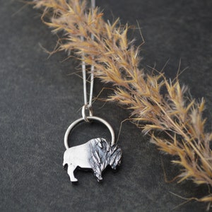 Bison Necklace, Prairie Indiangrass in Fine Silver image 2