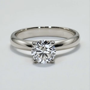Handmade 14K White Gold Engagement Ring: 1.0 Carat Lab Grown Diamond