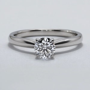 Handmade 14K White Gold Engagement Ring: 0.51 Carat Lab Grown Diamond, Size 7