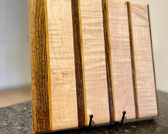 Handmade Exotic Wood Cheeseboard: Curly Maple, Bocote & Canary