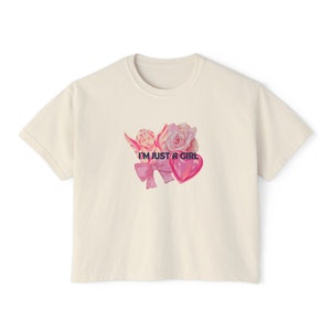 Pink Bow, Pink Baby Tee, Unhinged Crop Tee, Unhinged Crop Top, I&#39;m Just A Girl Tee, Pink Angel Tshirt, Angel Crop Tee