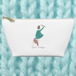 Knitting Accessories Pouch, Yarn Craft T-bottom Bag, Gone Knitting Organizer, Needlework Cosmetic Case, Gift for Knitter, Sewing Notions