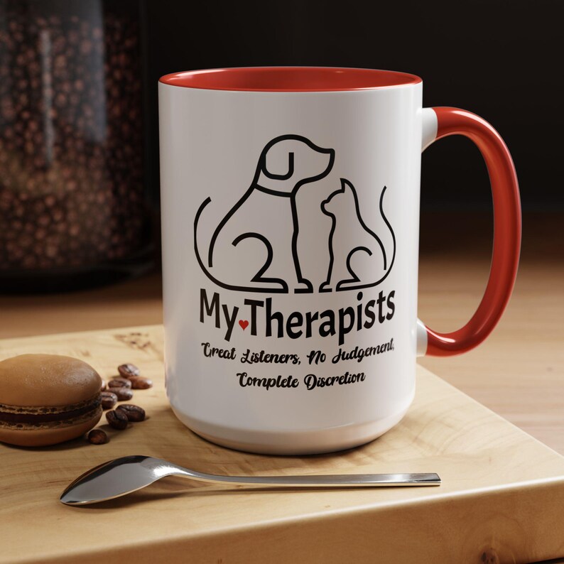 Cute Pet Lovers Cat and Dog Coffee Mug Perfect Gift With 'my Therapists