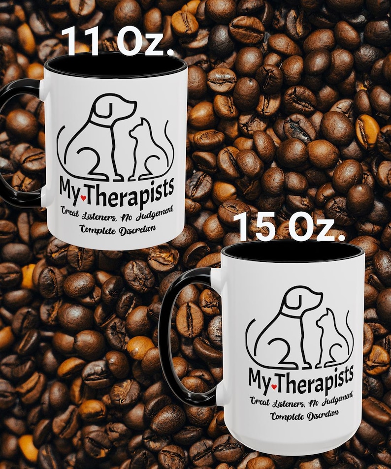 Cute Pet Lovers Cat and Dog Coffee Mug Perfect Gift With 'my Therapists