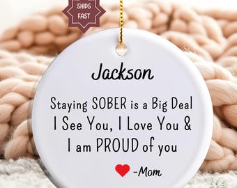 Personalized Sobriety Ornament, Recovery Gift, Sober Anniversary Keepsake