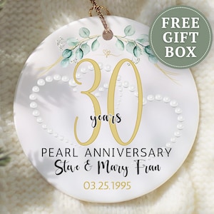 Personalized 30th Anniversary Ornament, Pearl Wedding Keepsake