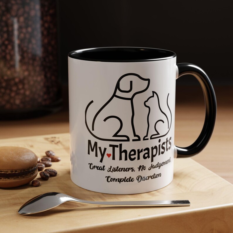 Cute Pet Lovers Cat and Dog Coffee Mug Perfect Gift With 'my Therapists