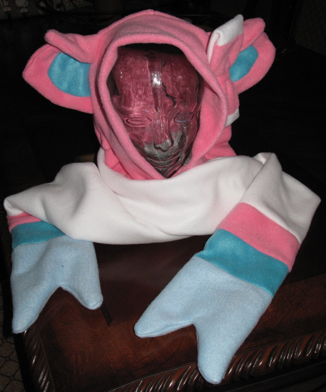 Sylveon fleece scarf hoodie ear hat in 6 sizes | Etsy