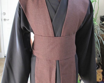 Star Wars dark brown Jedi tunic, chocolate brown tabards & sash/obi 4 pcs, shirt is extra