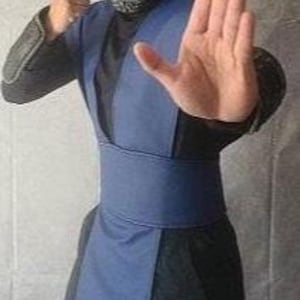 Chaleco y faja de cuero sintético azul Sub Zero Mortal Kombat en varios tamaños