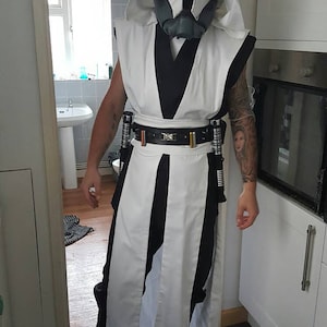 Hooded Warrior Tabard Vest Costume with Sash
