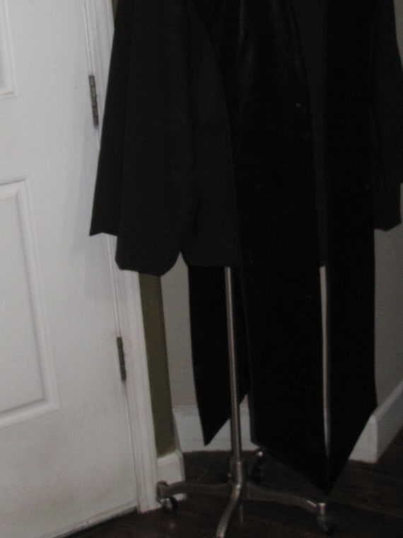 Cosplay Sith black suiting tunic & sash, black pleather marbled tabards to the floor in V point at hem costume in 6 sizes