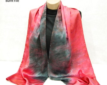 The Colors of WINTER...Hand Dyed Silk Charmeuse Scarf, choose your palette