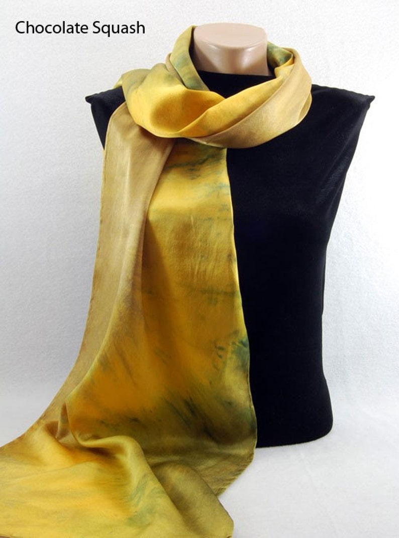 The Colors of FALL...Hand Dyed Silk Charmeuse Scarf, choose your palette image 4