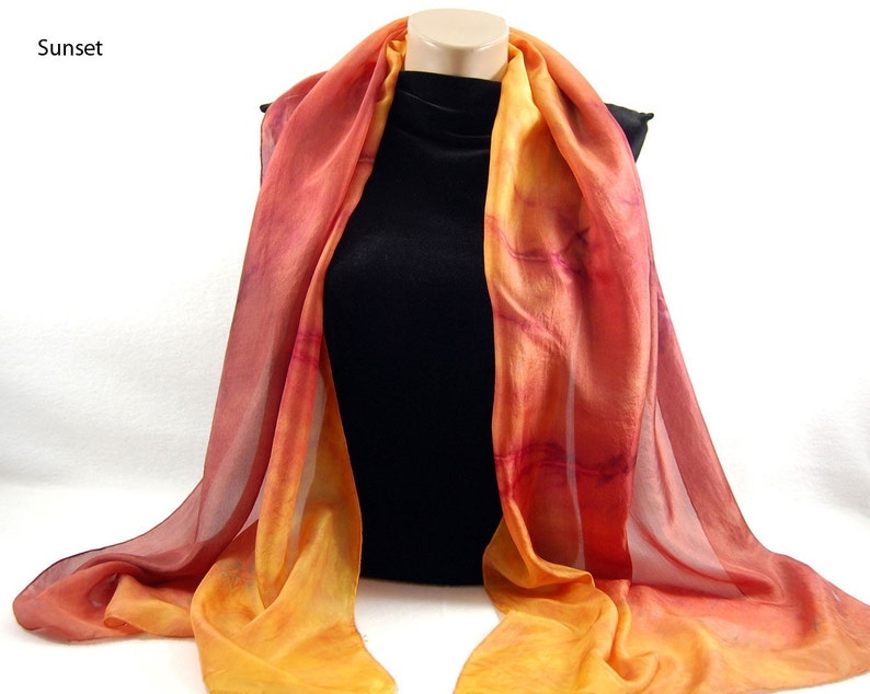 The Colors of SUMMER...Hand Dyed Silk Habotai Scarf, choose your palette image 5