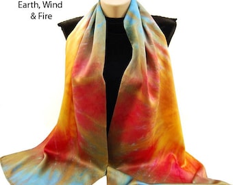 The Colors of FALL...Hand Dyed Silk Charmeuse Scarf, choose your palette