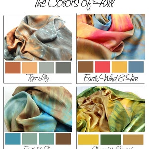 Les couleurs de lAUTOMNE... Foulard Charmeuse en soie teint à la main, choisissez votre palette image 2