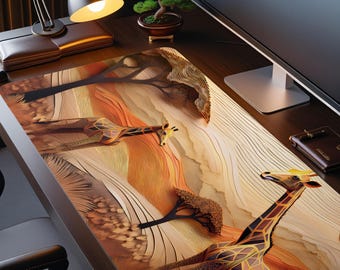 Abstract Giraffe Desk Mat – 3D Beige XXL Mouse Pad