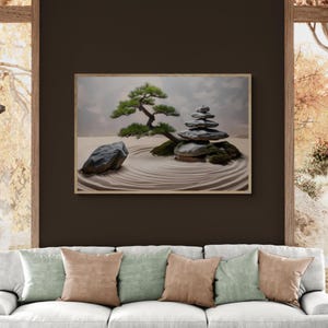Zen Garden Wall Art Japandi Decor Wabi Sabi Print Neutral Extra Large Canvas Artwork