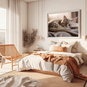 Sleeping Cat Canvas Wall Art Cozy Feline Print