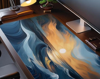 Ocean Desk Mat | 3D Mouse Pad Abstract Sunset Waves