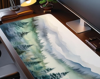 Xl Deskmat Large Mouse Pad Misty Mountain Forest Extended Extra Large Mousepad