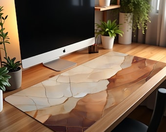 Alfombrilla de escritorio minimalista Japandi / Alfombrilla de ratón neutra XXL en tonos tierra.