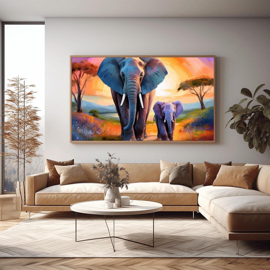 Elephant Canvas Wall Art Sunset Safari, African Wildlife Decor - Etsy