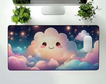 Kawaii Cloud Desk Mat | Pastel 3D XXL Mouse Pad