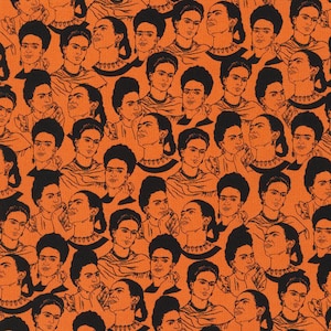 Frida Kahlo Packed Portrait Fabric BTY, Robert Kaufman 19616, Artist Fabric BTY Premium Quality 100% Quilting Cotton