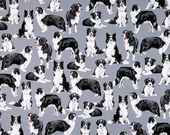 Border Collie Fabric By the Yard, Timeless Treasures C7365, Border Collie Love Fabric BTY, 100% Cotton Quilt Shop Quality