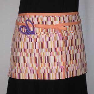 Orange and Raspberry Market Apron with Pockets, Vendor Half Apron for Women, Washable DIY & Garden Apron, Crafty Gifts for Her, RTS,