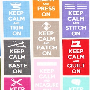 Keep Calm Sewing Theme Fabric BTY, Timeless Treasures Sew-9601, Whimsical Sewing Room Sewist Seamster Seamstress 100% Cotton By the Yard