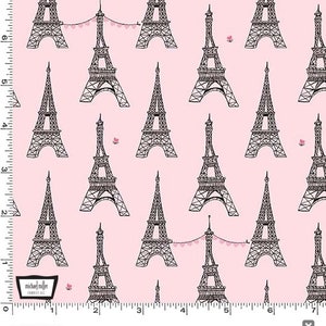 Eiffel Tower Fabric BTY, Tour Eiffel Pink Michael Miller DC8417-BLOS-D, Paris Parisian France French Francophile Cotton Fabric By the Yard